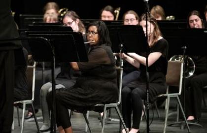 students playing in band concert
