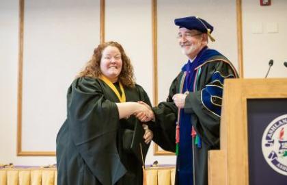 Student receiving award at Academic Honors Convocation