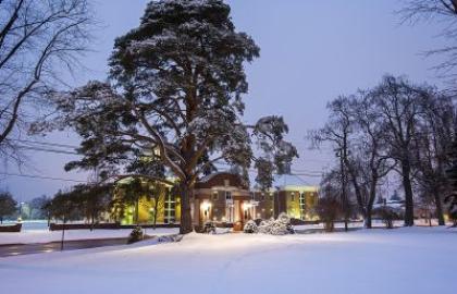 College of Business & Economics in snow