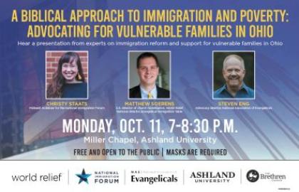 Event poster: A Biblical Approach to Immigration and Poverty.