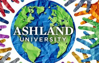 AU wordmark over paper globe