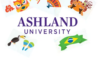 AU wordmark surrounded by cultural photos