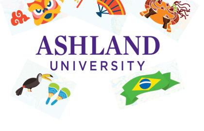 AU wordmark surrounded by cultural photos