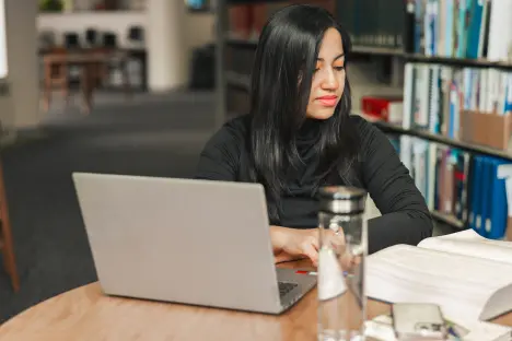 Student studying, taking an online class