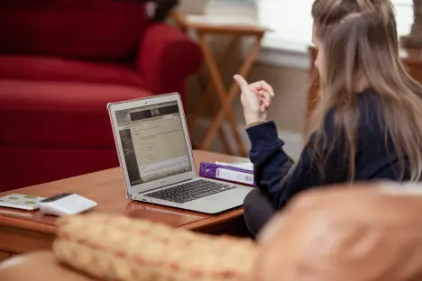 Student taking a class online