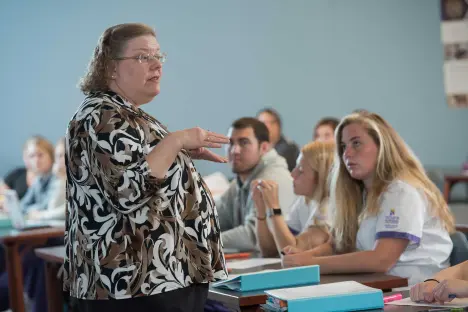 Nursing professor teaching a class