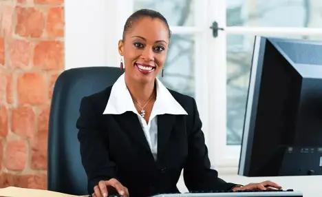 woman working at a computer
