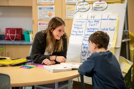 teacher with student