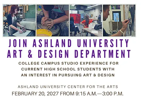 2027 Ashland University High School Art Experience Flyer