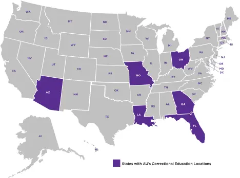 Map of the United States, highlighting facilities in Arizona, Florida, Georgia, Lousiana, Missouri and Ohio