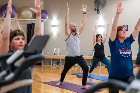 people practicing yoga