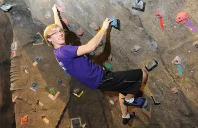 Student on Climbing Wall