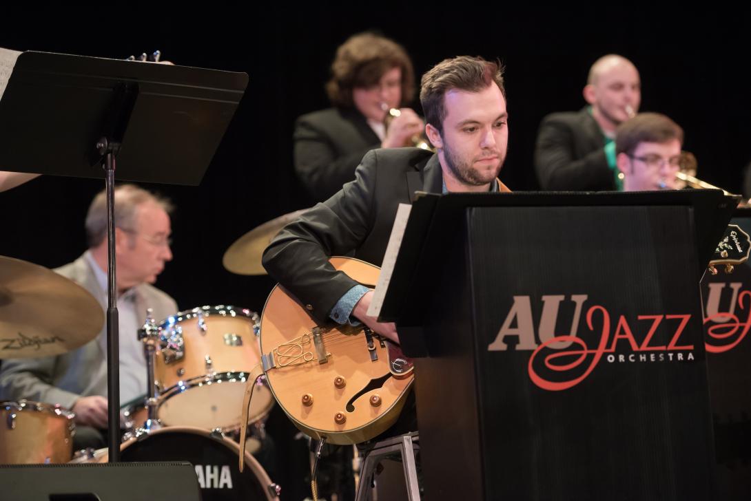 Members performing with the AU Jazz Band