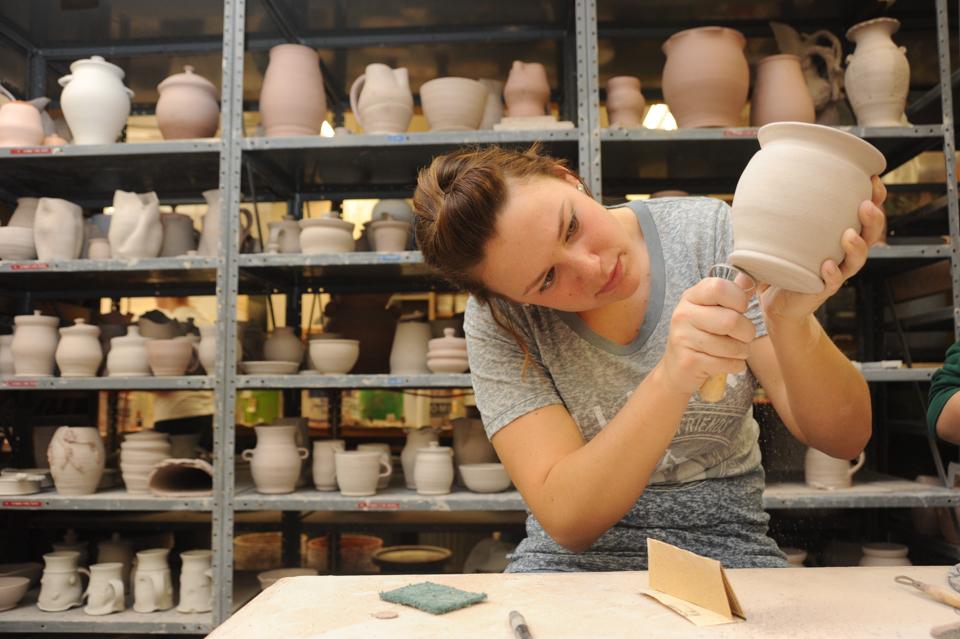 Student in ceramics lab
