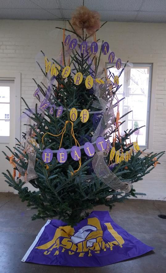 Dwight Schar College of Nursing and Health Sciences' Christmas tree