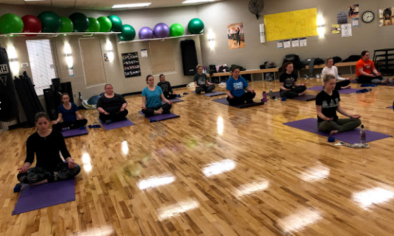 Students in a yoga class