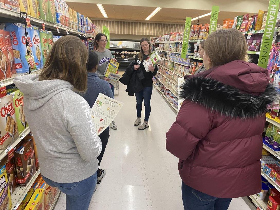 Students shopping in a grocery store