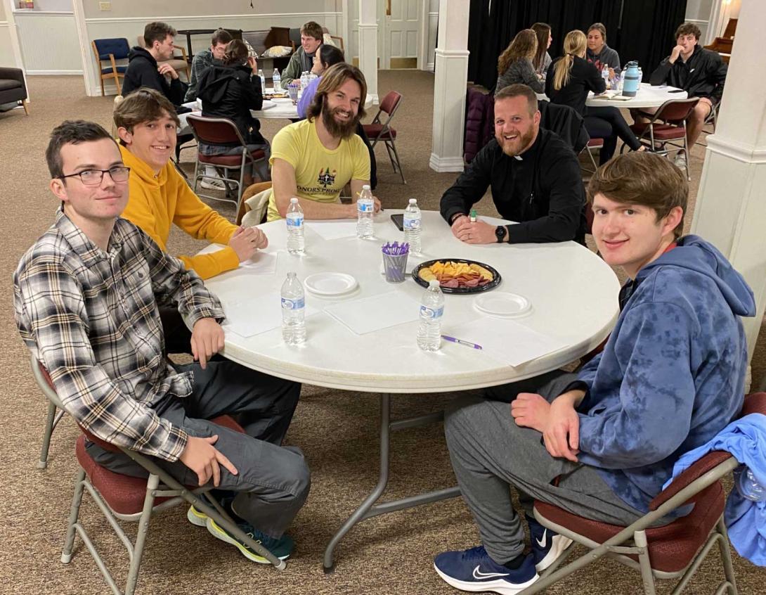 Newman Catholic Ministry students having meal