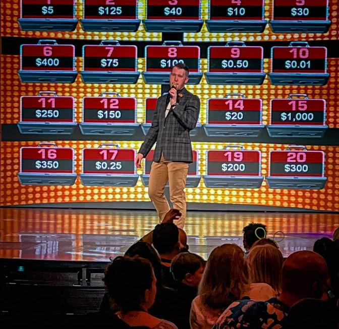 Waylon O'Donnell as a game show host for Carnival Cruise Lines