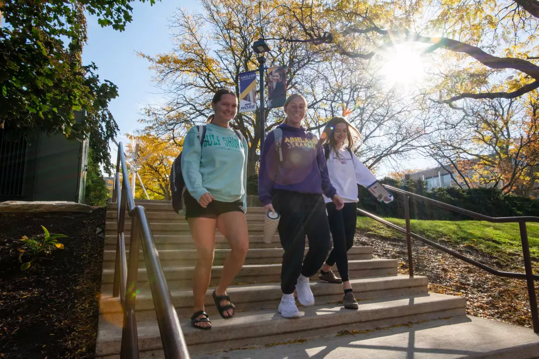 Students walking across campus