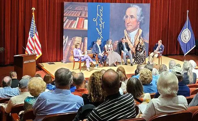 Cara Rogers Stevens and other George Washington Prize finalists were part of a panel conversation at Mount Vernon.