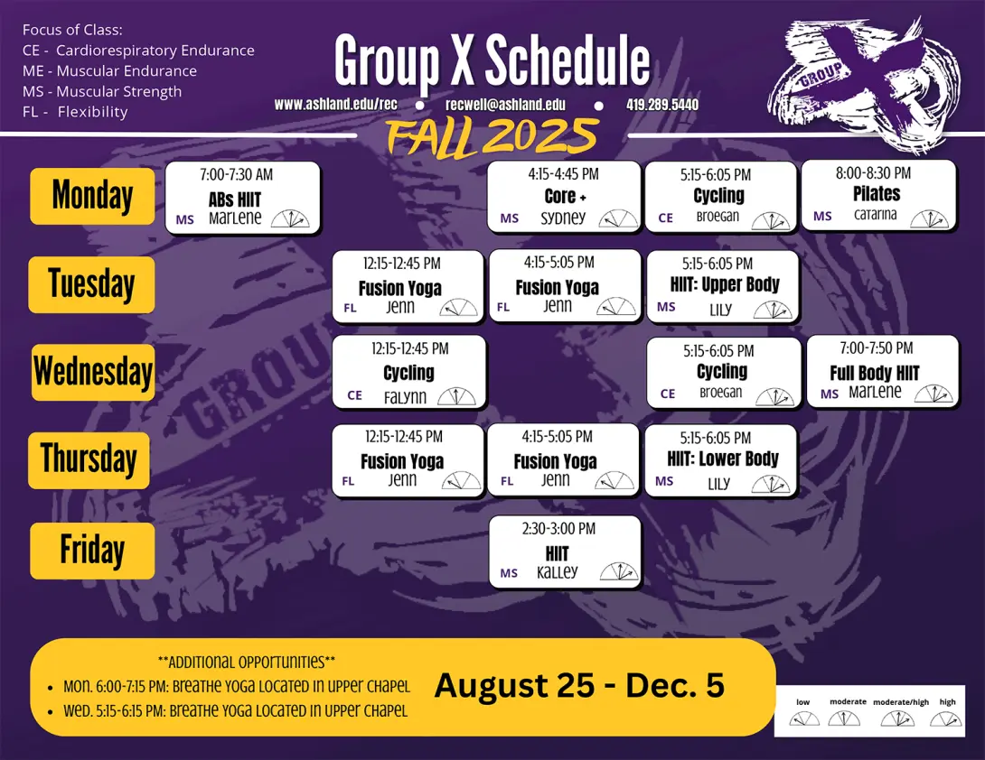 Fall 25 GX Schedule