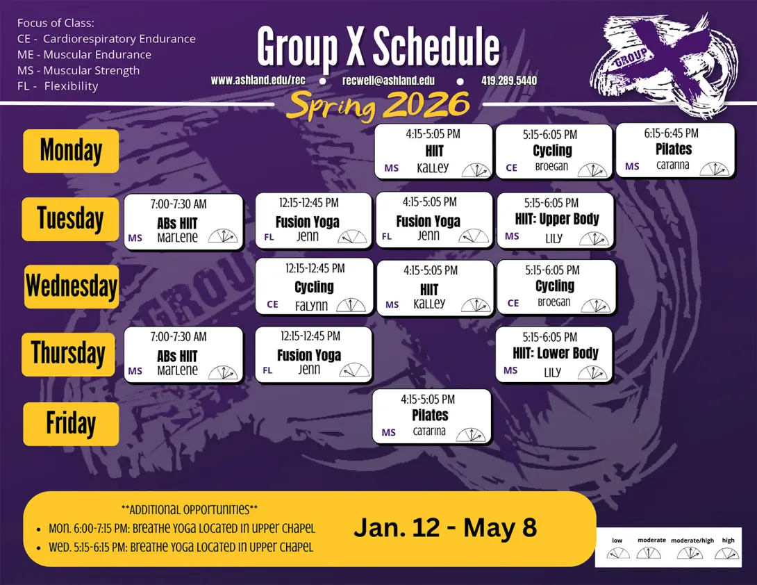 Spring 2026 Group X Schedule