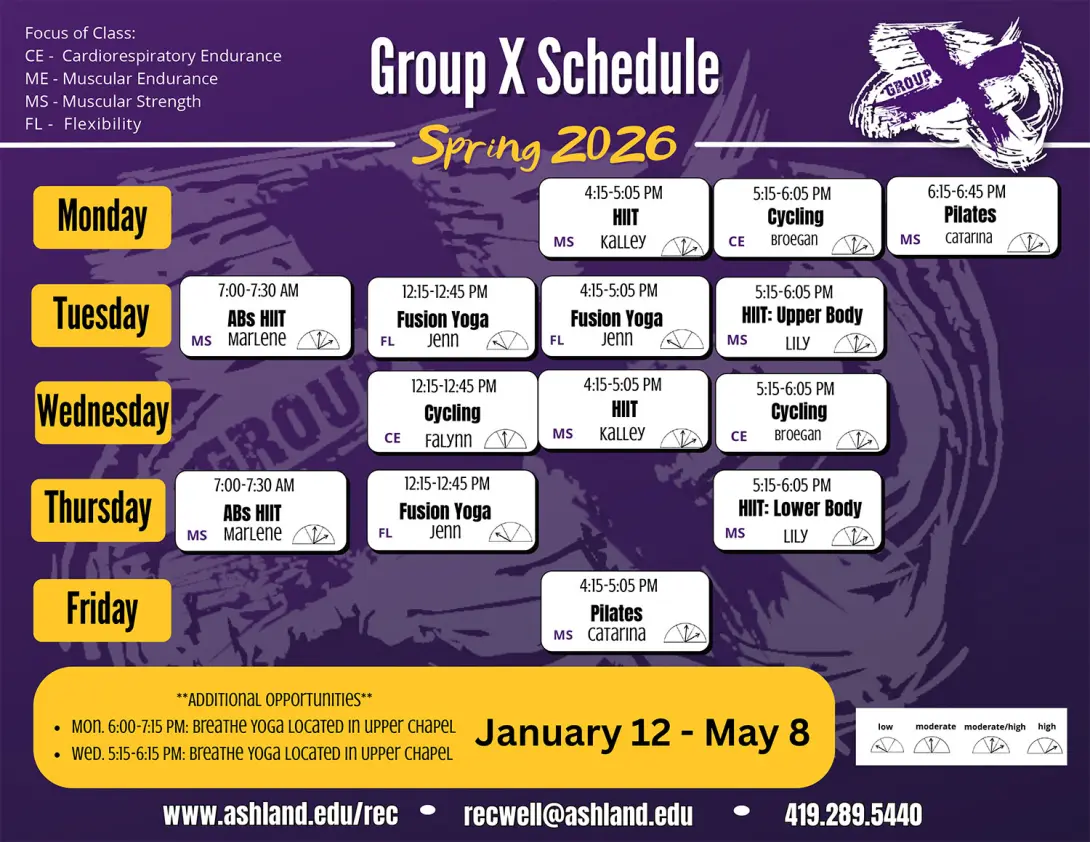 Spring 2026 Group X Schedule