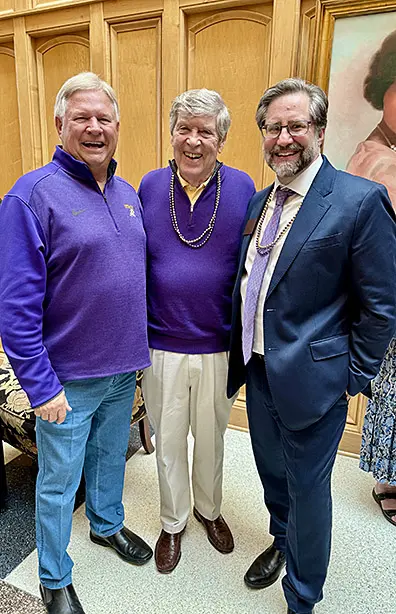 Former AU President Fred Finks, Dwight Schar '64 and current AU President Jon Parrish Peede.
