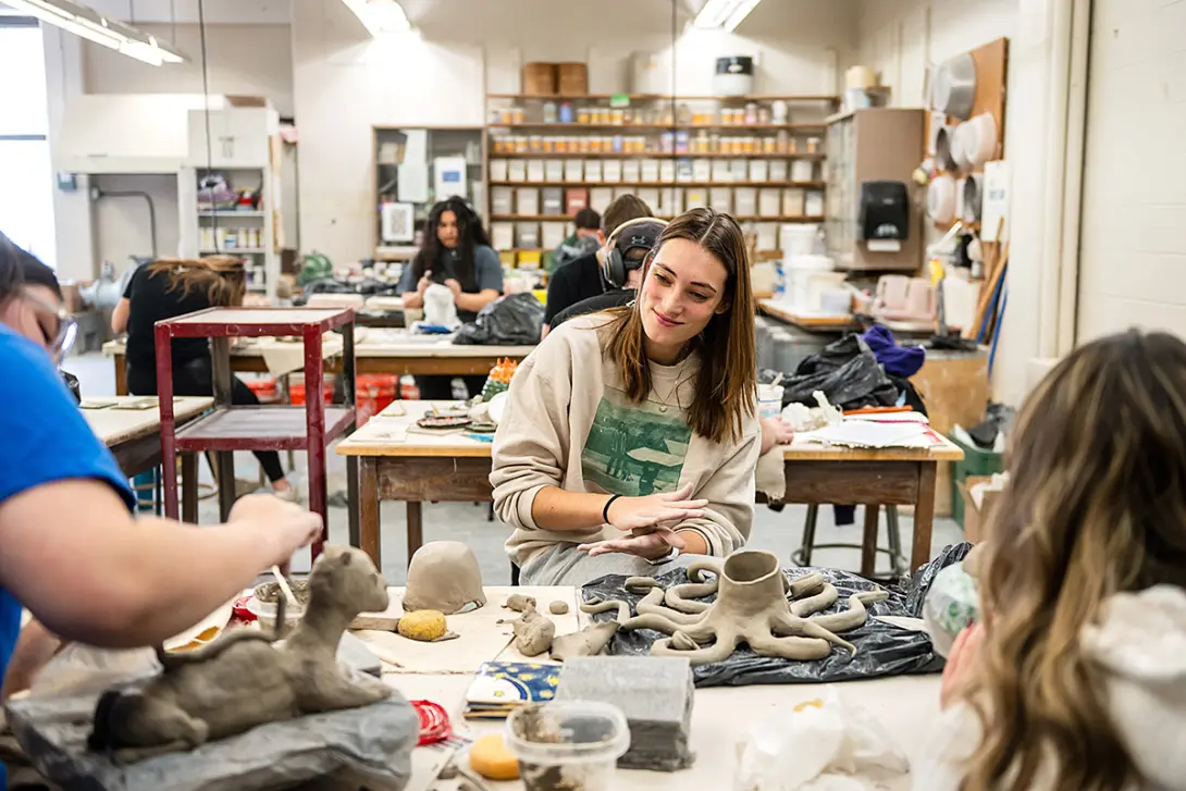 students during a ceramics class in 2025
