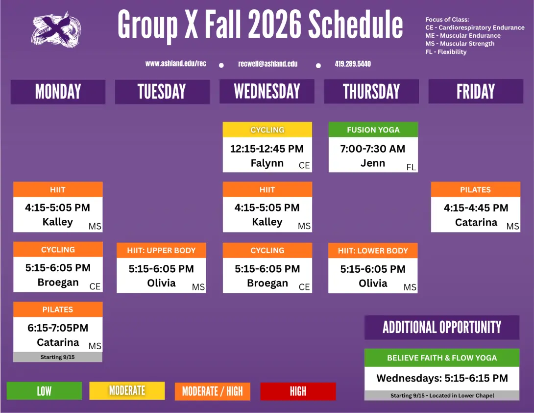 Group X Fall 2026 Schedule