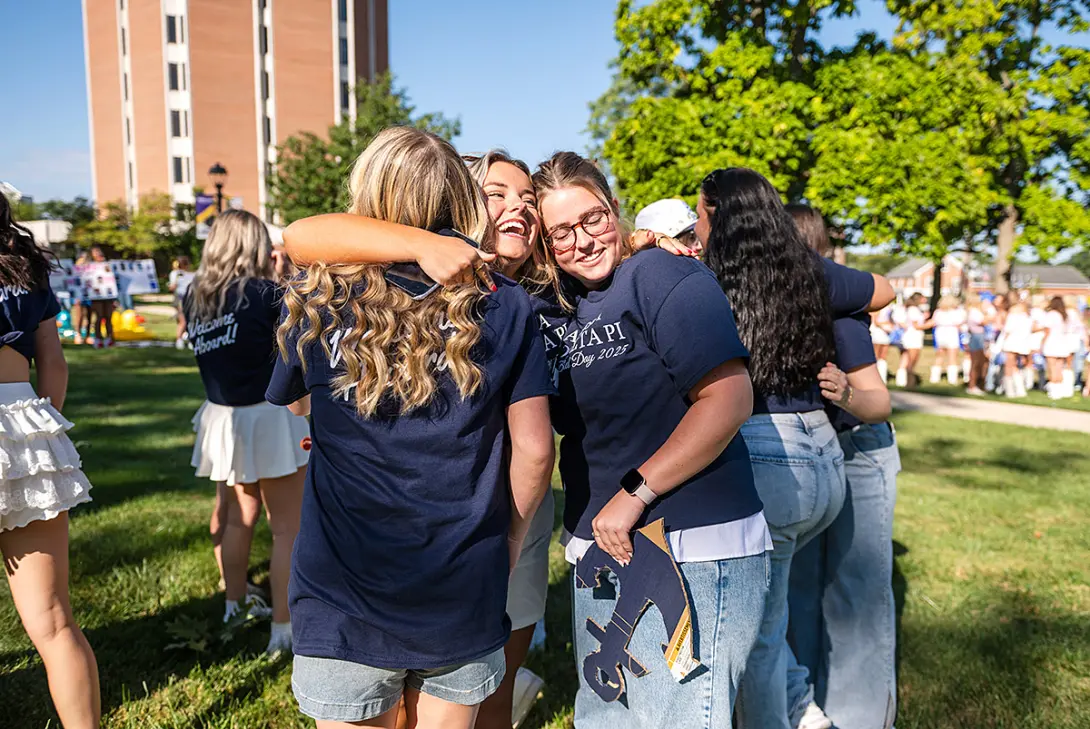 students celebrating at 2025 Sorority Bid Day
