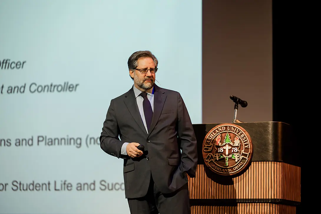 President Peede speaking during the 2026 All-Institutional Meeting