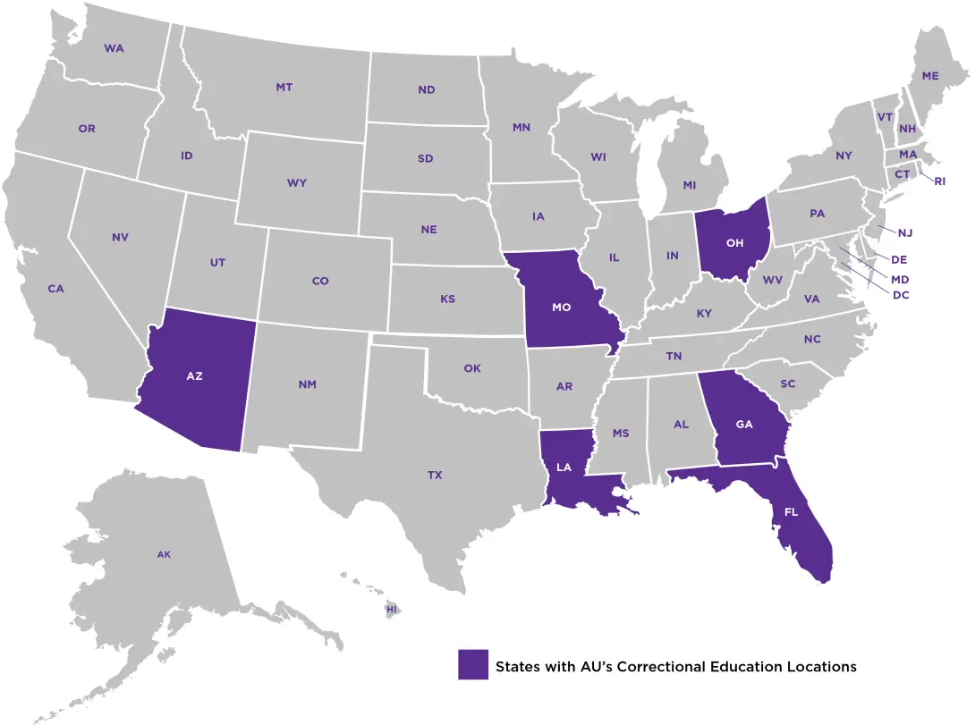 Map of the United States, highlighting facilities in Arizona, Florida, Georgia, Lousiana, Missouri and Ohio