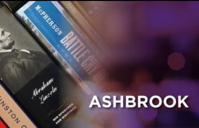 Books in background with Ashbrook text